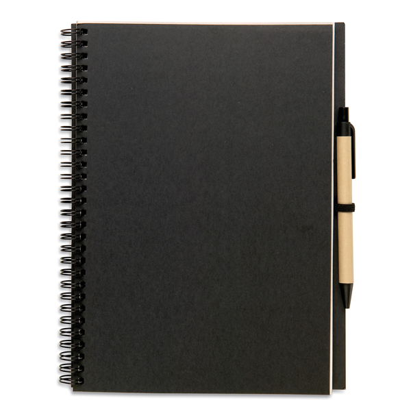 Recycled Notebook With Pen Black