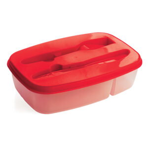 2 Section Food Container Red