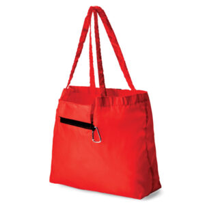 Foldable Tote with Carabiner Red