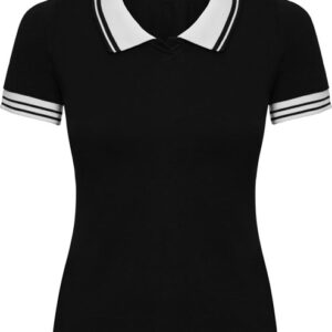 Nancy 2 Tone Polo Black