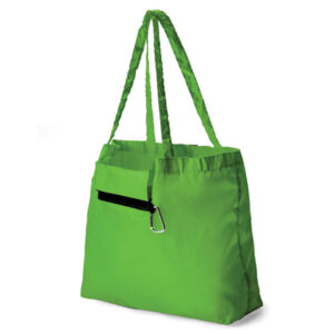 Foldable Tote with Carabiner Lime