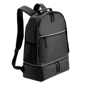 Sports Backpack with Zipper Shoe Bag Black
