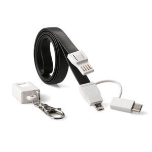 Silicone Lanyard Charging Cable Black