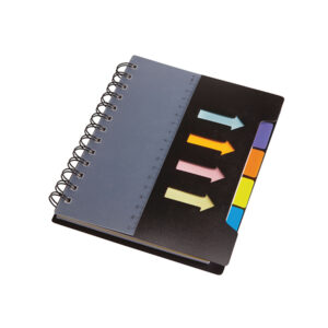 Spiral Notebook with sticky notes & flags Black