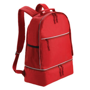 Sports Backpack with Zipper Shoe Bag Red