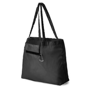 Foldable Tote with Carabiner Black