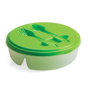 Food Container with fork and spoon Green